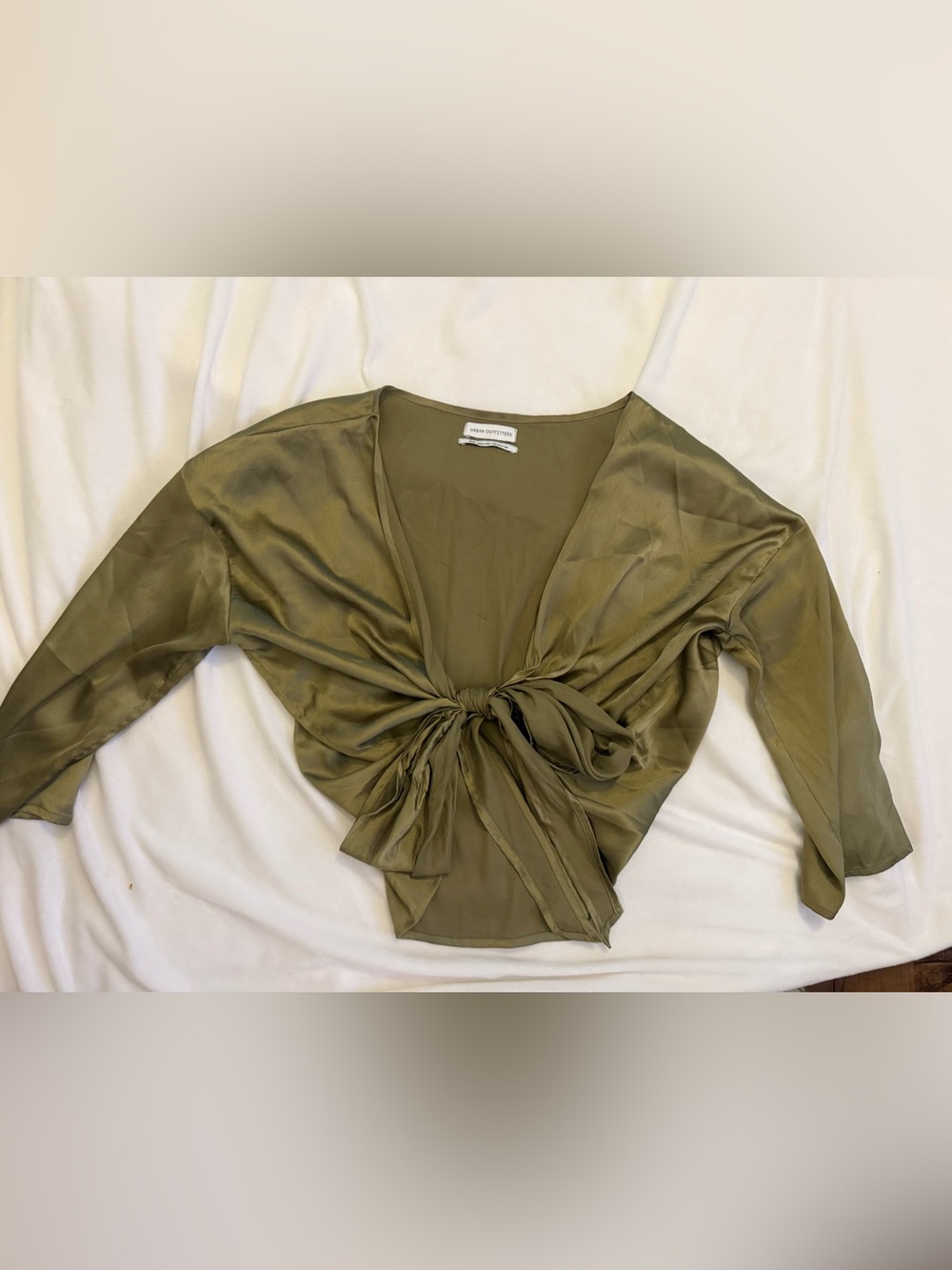 Urban Outfitters Olive Green Tie-Front Blouse